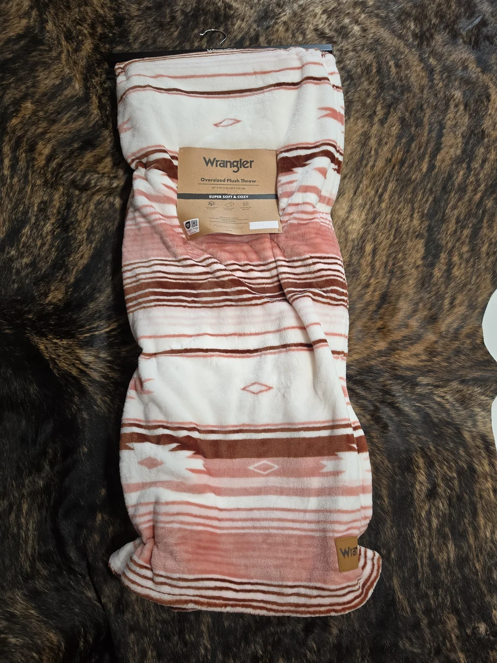 Wrangler Oversized Plush Throw - Pink Southwestern Stripe